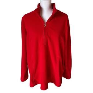 Scandia Woods Pullover Fleece Women's Size XL Red Quarter Zip Long Sleeves Warm